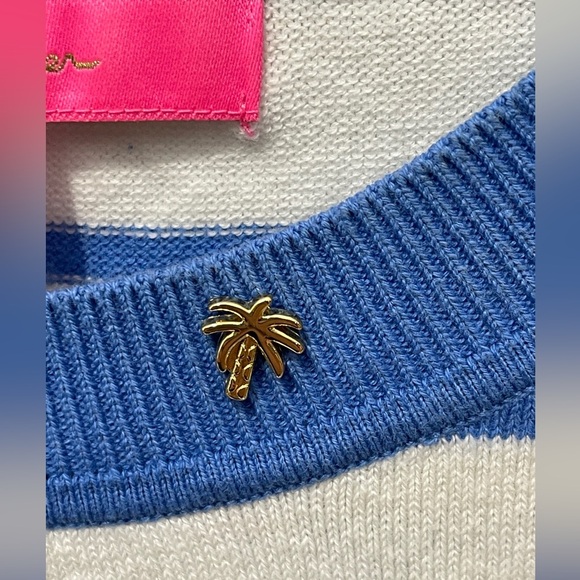 Lilly Pulitzer Dasha Cotton Striped Fringe Sweater Coastal Blue Size Small - Picture 5 of 9